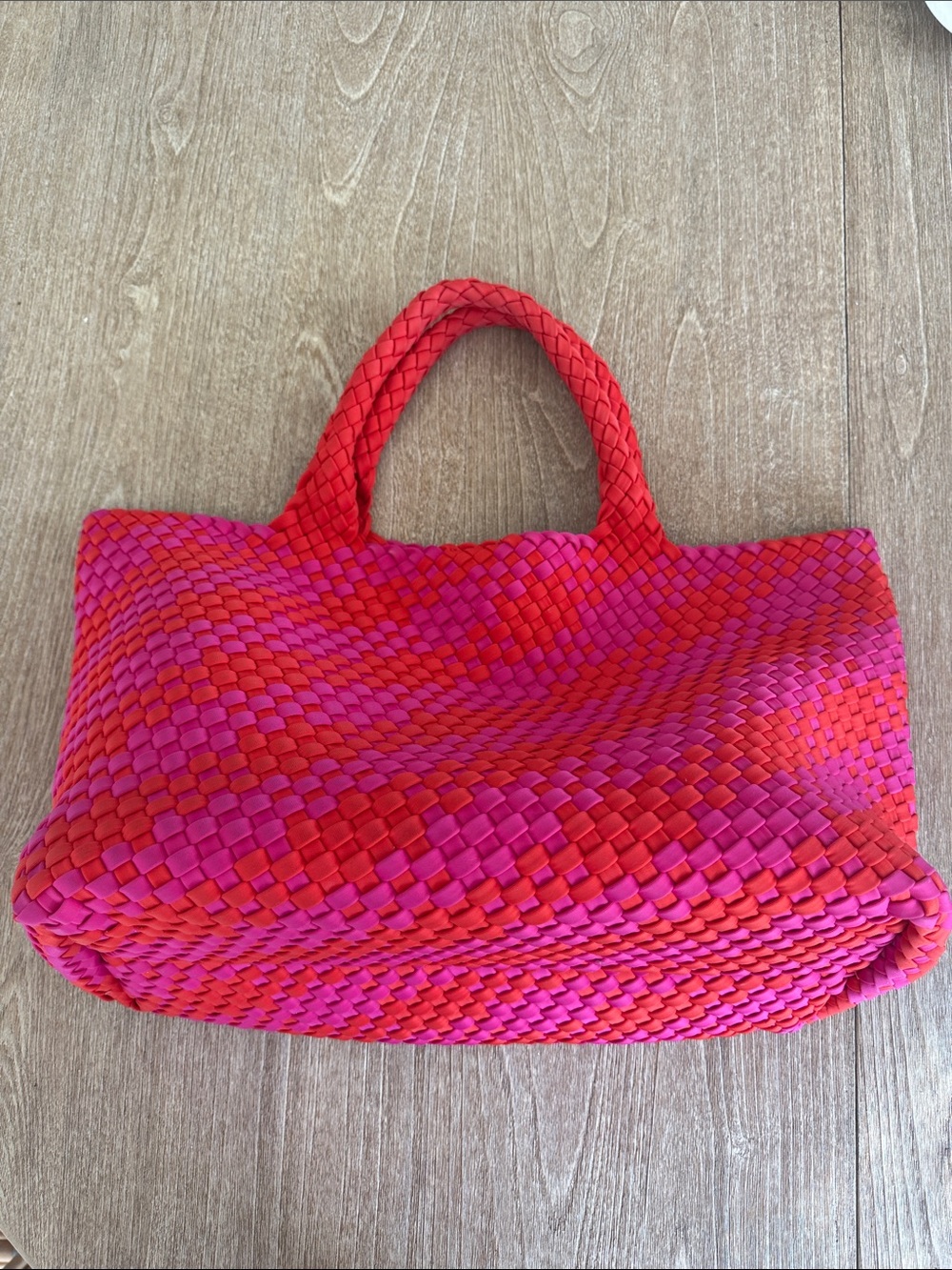 Antonio Melani Large Neoprene Woven Tote {Red/Pink}